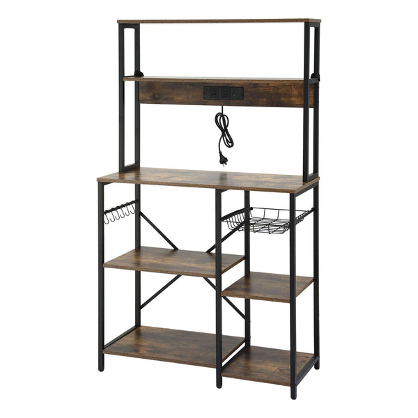 Artiss 5-Tier Kitchen Rack with Power Outlets 90CMX153CM Microwave Storage Shelf Awezingly