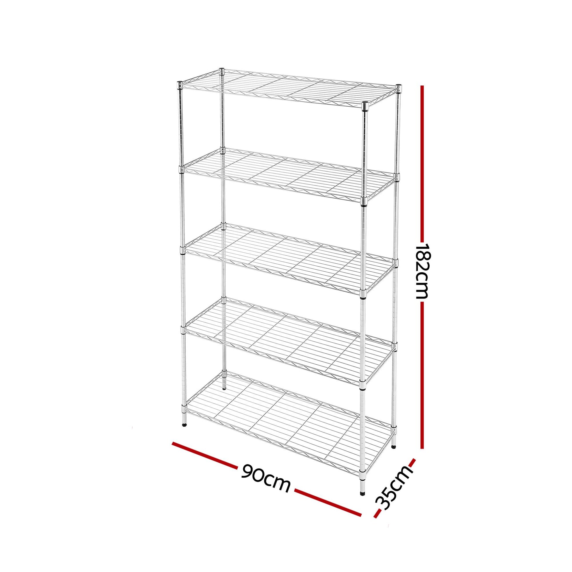 Artiss 5-Tier Kitchen Rack Shelf Shelving 90x35x182CM Adjustable Metal Storage Shelves Artiss