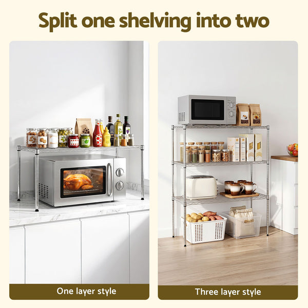 Artiss 5-Tier Kitchen Rack Shelf Shelving 90x35x182CM Adjustable Metal Storage Shelves Artiss