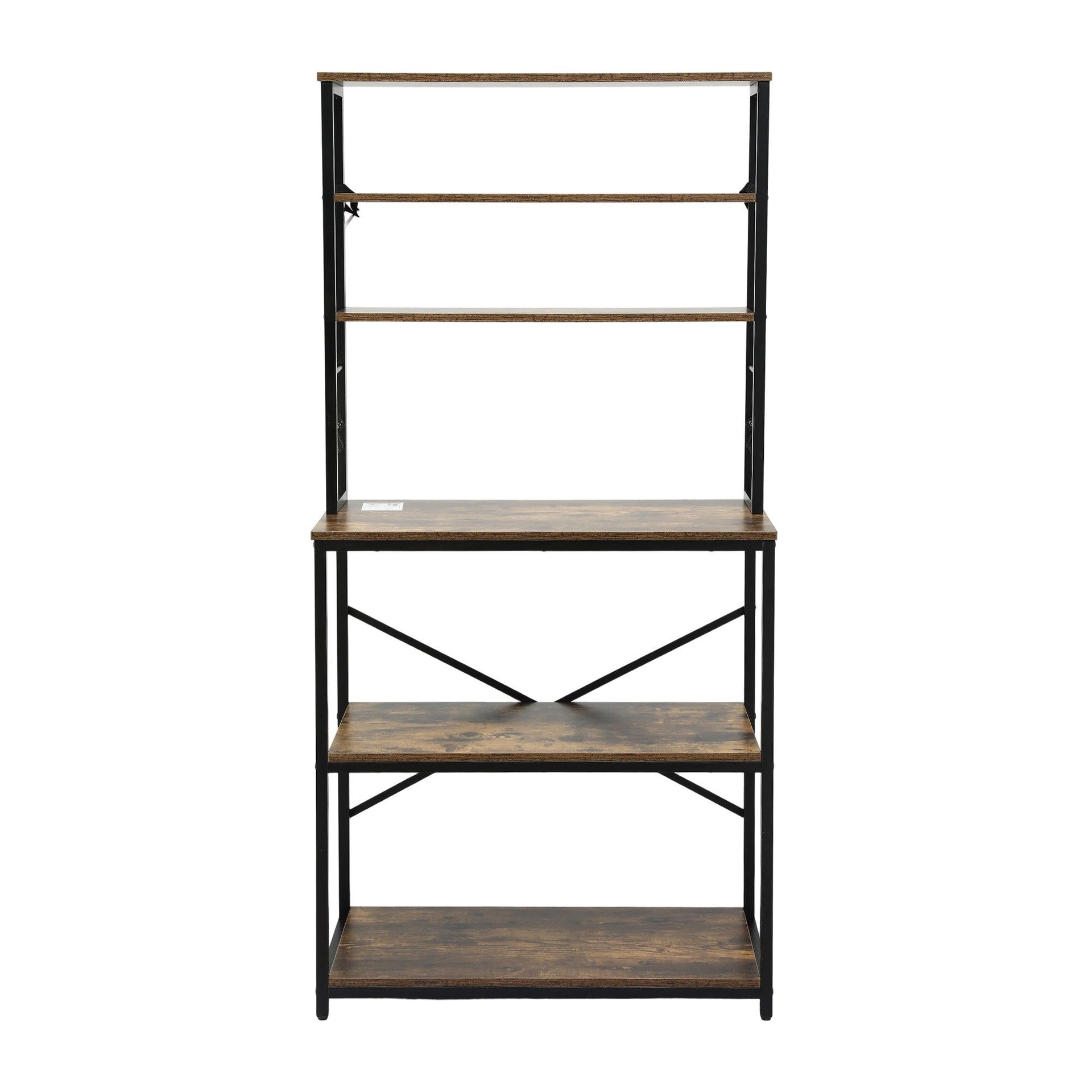Artiss 6-Tier Kitchen Rack with 6 Hooks Microwave Storage Shelf 80cm x 167cm Awezingly