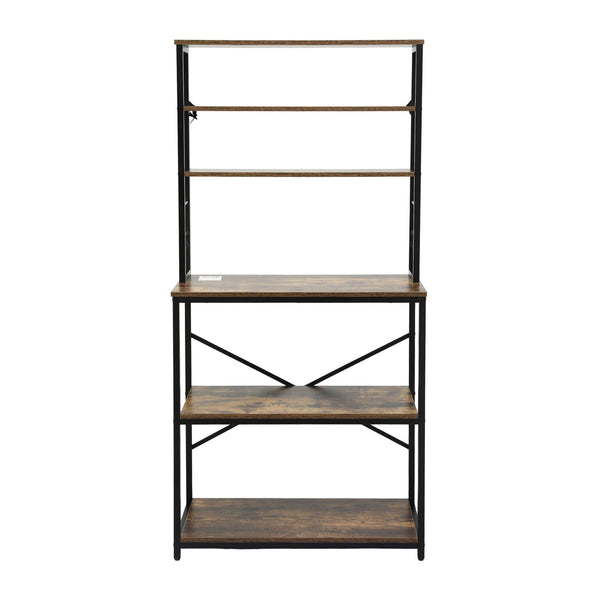 Artiss 6-Tier Kitchen Rack with 6 Hooks Microwave Storage Shelf 80cm x 167cm Awezingly