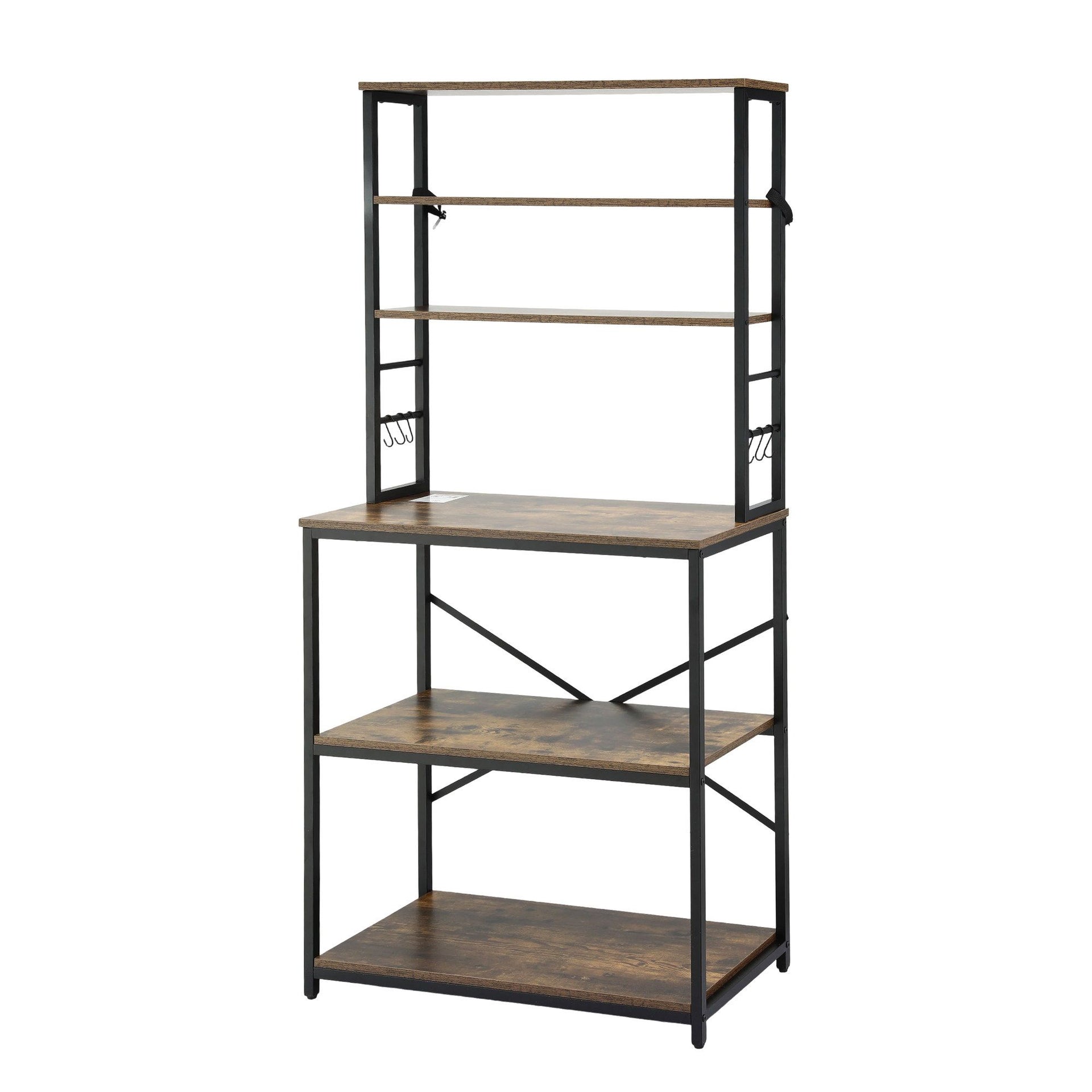 Artiss 6-Tier Kitchen Rack with 6 Hooks Microwave Storage Shelf 80cm x 167cm Awezingly