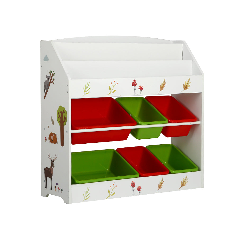 Keezi Kids Bookshelf Toy Box Organiser Children 6 Bins Display Shelf Storage Box Keezi