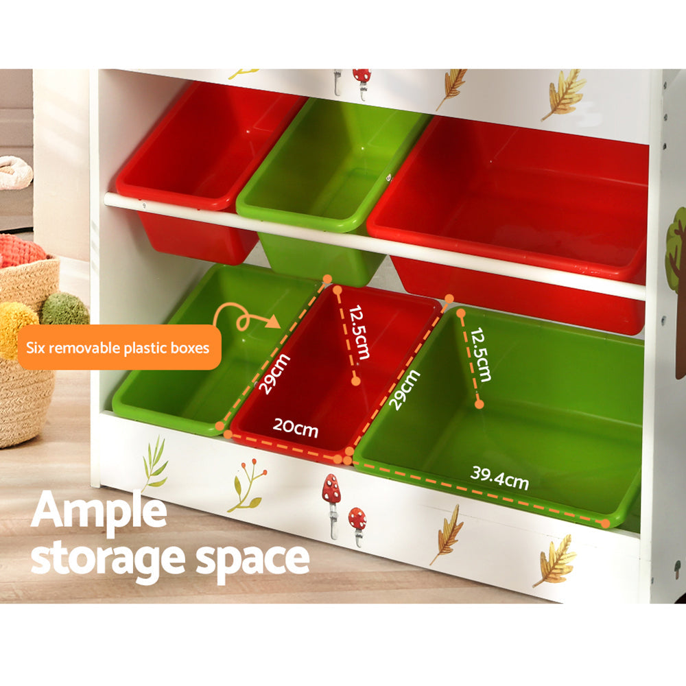 Keezi Kids Bookshelf Toy Box Organiser Children 6 Bins Display Shelf Storage Box Keezi