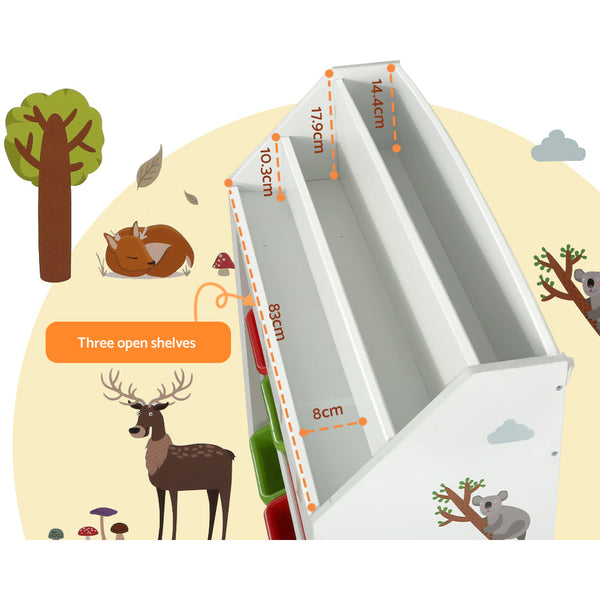 Keezi Kids Bookshelf Toy Box Organiser Children 6 Bins Display Shelf Storage Box Keezi