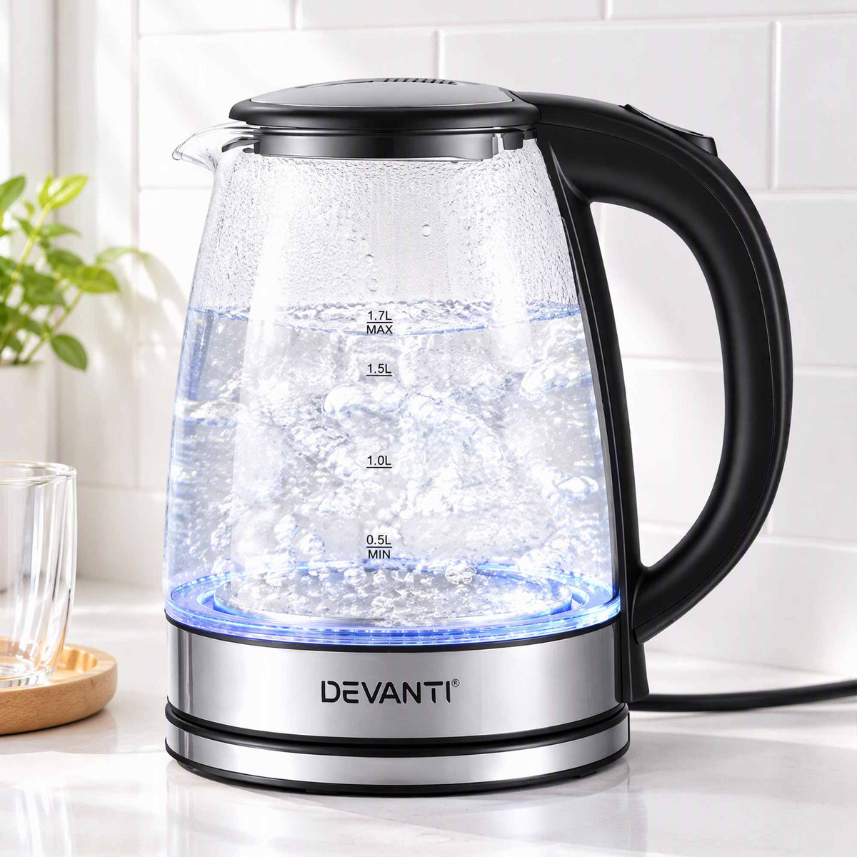 Devanti 1.7L Glass Electric Kettle Awezingly