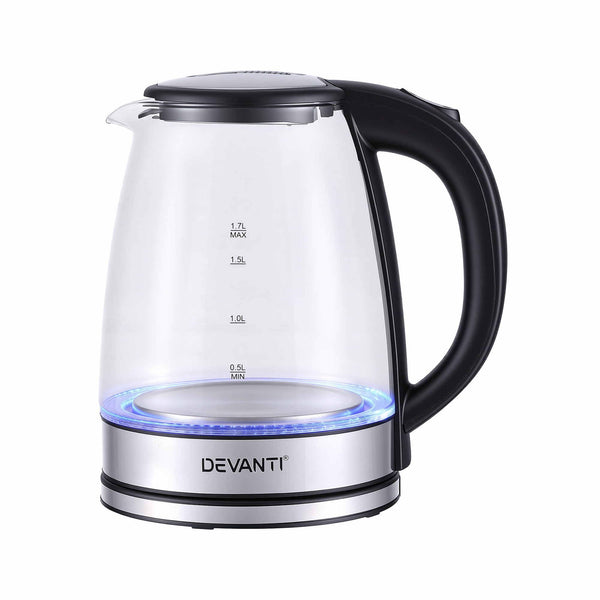 Devanti 1.7L Glass Electric Kettle Awezingly