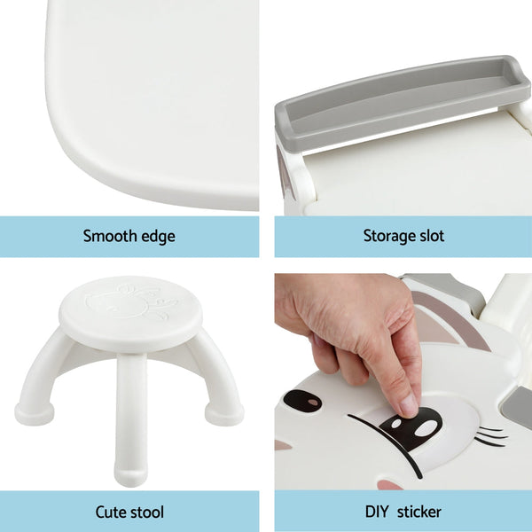 Keezi Kids Table and Chair Set 2 in 1 Easel Desk Stool w/ LCD Writing Tablet Awezingly