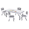 Keezi Kids Table and 4 Chairs Set Height Adjustable Toddler Desk and Chair Set for Ages 3-8, Children Activity Table with Graffiti Desktop for Learning Drawing Playing, Grey