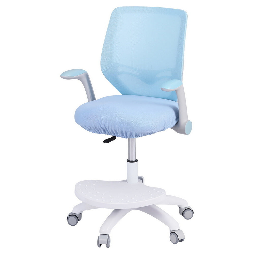 Keezi Kids Ergonomic Study Chair Adjustable w/ Wheels Footrest Blue Awezingly