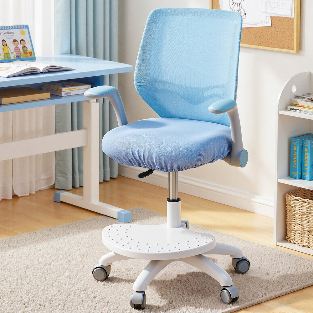 Keezi Kids Ergonomic Study Chair Adjustable w/ Wheels Footrest Blue Awezingly