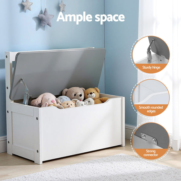 Keezi 2 in 1 Kids Table and Chair Set, Activity Table with Storage Bench and 2 Chairs for Reading, Drawing, Writing, Snack Time & Arts Crafts, 4 PCS Toddler Table and Chair Set, Grey Awezingly