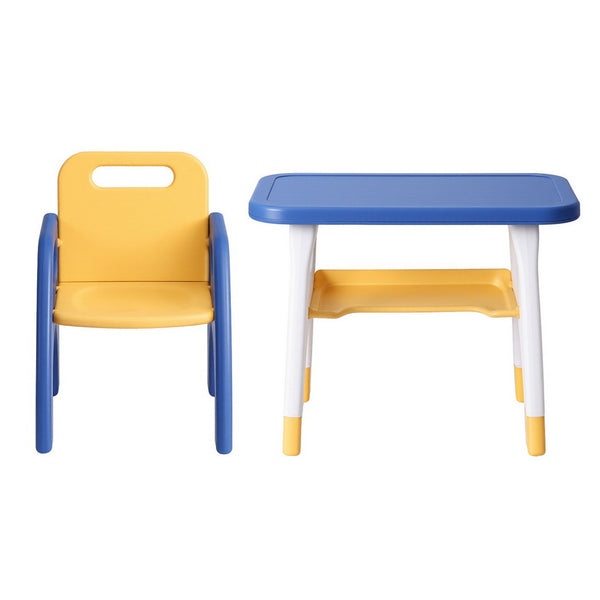 Keezi Kids Table and Chair Set HDPE Toddler Activity Play Set Blue/Yellow Awezingly
