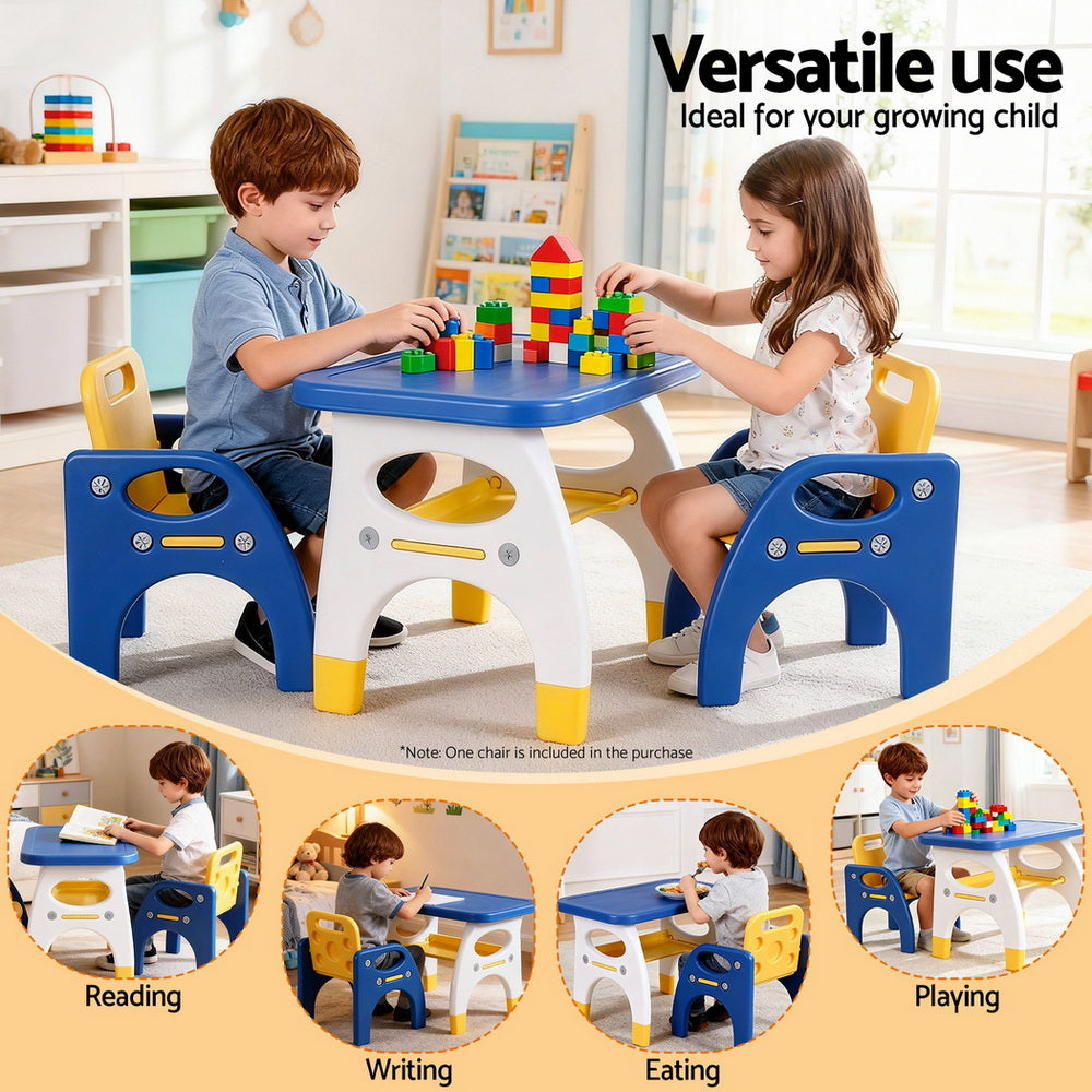 Keezi Kids Table and Chair Set HDPE Toddler Activity Play Set Blue/Yellow Awezingly