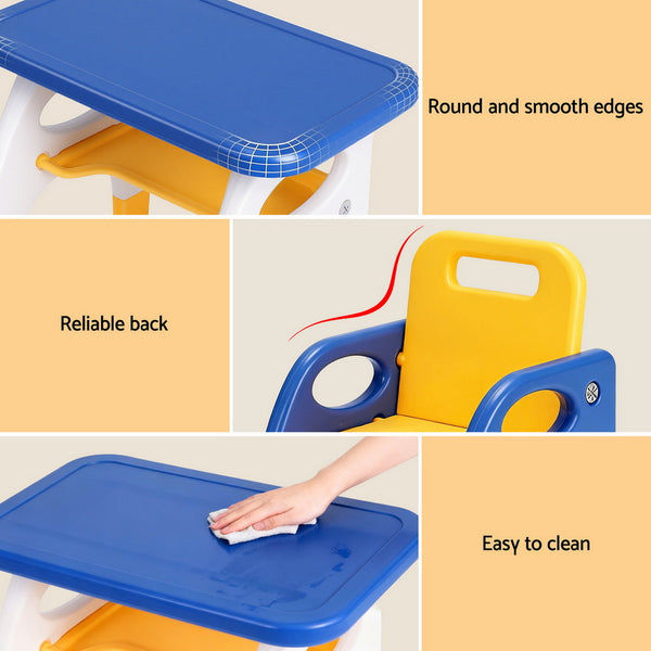 Keezi Kids Table and Chair Set HDPE Toddler Activity Play Set Blue/Yellow Awezingly