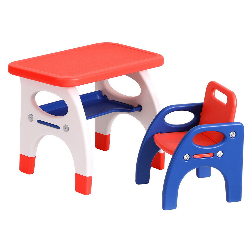 Keezi Kids Table and Chair Set HDPE Toddler Activity Play Set Orange/Yellow Awezingly