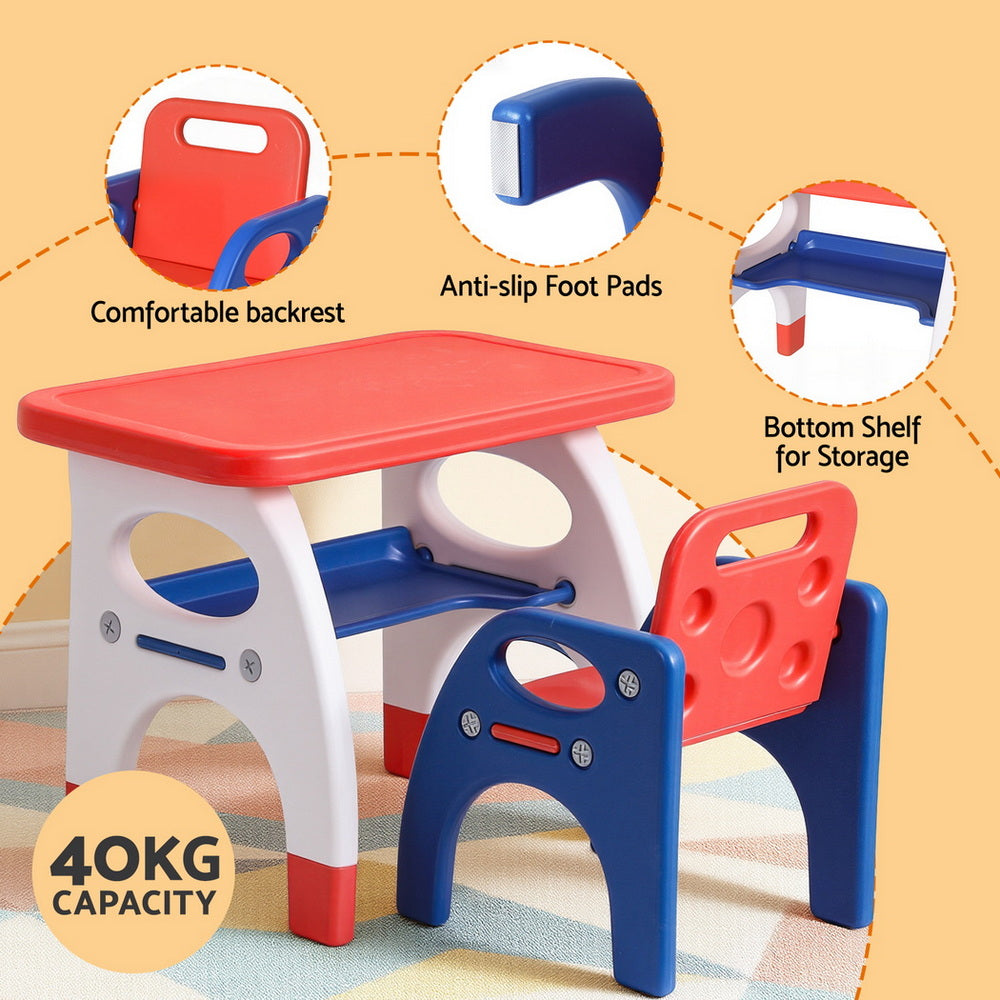 Keezi Kids Table and Chair Set HDPE Toddler Activity Play Set Orange/Yellow Awezingly