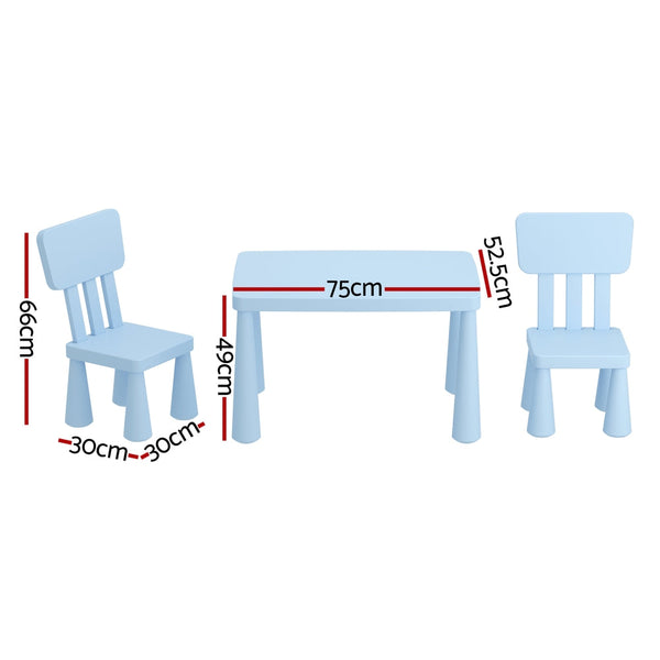 1 Keezi Kids Table and 2 Chairs Set Blue Keezi