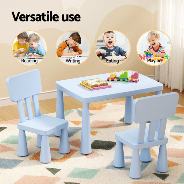 1 Keezi Kids Table and 2 Chairs Set Blue Keezi