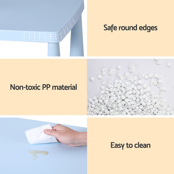 1 Keezi Kids Table and 2 Chairs Set Blue Keezi