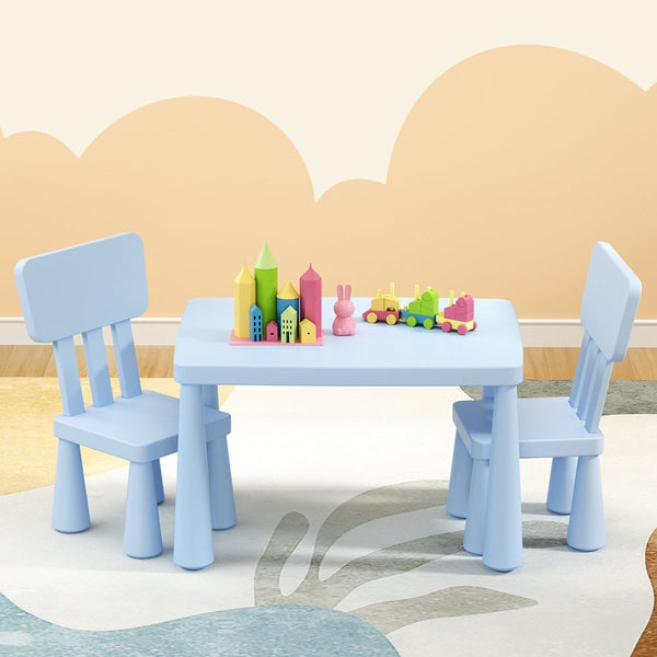 1 Keezi Kids Table and 2 Chairs Set Blue Keezi