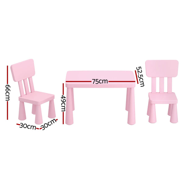 1 Keezi Kids Table and 2 Chairs Set Pink Keezi
