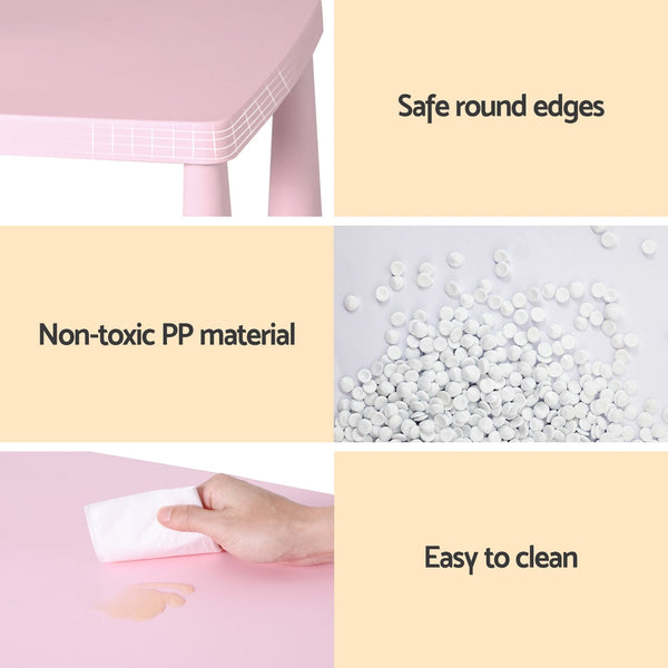 1 Keezi Kids Table and 2 Chairs Set Pink Keezi