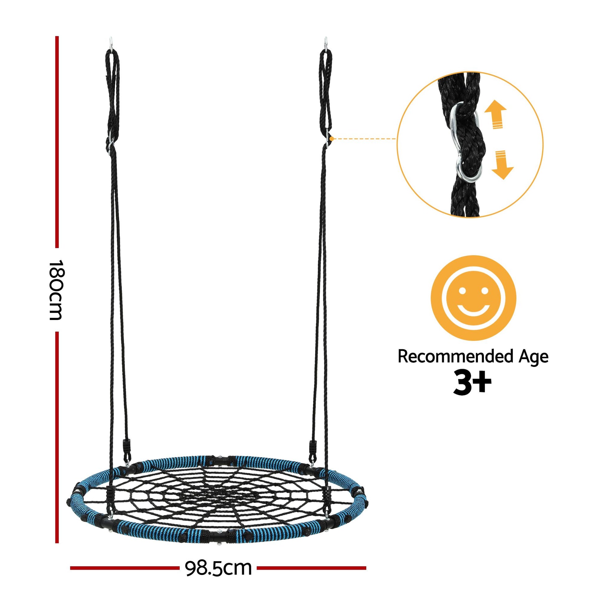 Gardeon Tree Swing Net Hammock 98.5cm for Backyard Porch Outside Playground Gardeon