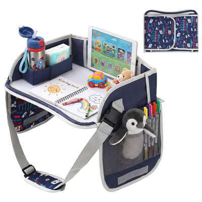 Keezi Kids Travel Tray Car Seat Lap Desk Portable Car Desk Organiser for Car & Airplane Blue