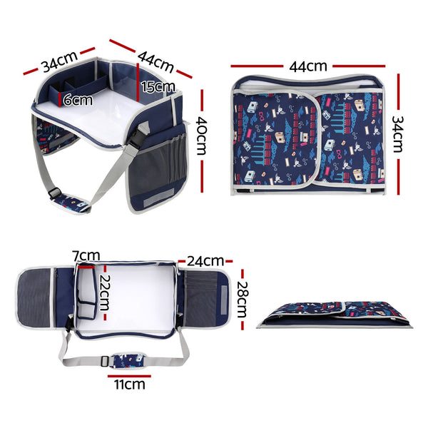 Keezi Kids Travel Tray Car Seat Lap Desk Portable Car Desk Organiser for Car & Airplane Blue Awezingly