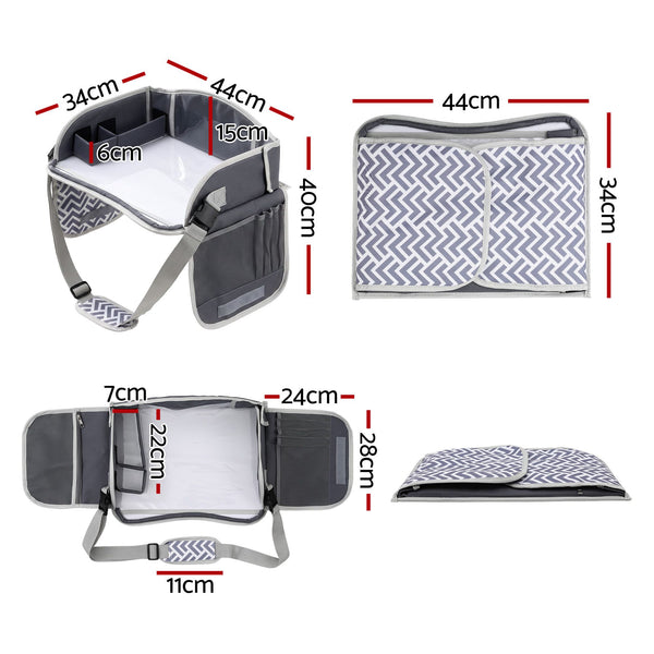 Keezi Kids Travel Tray Car Seat Lap Desk Portable Car Desk Organiser for Car & Airplane Grey Awezingly