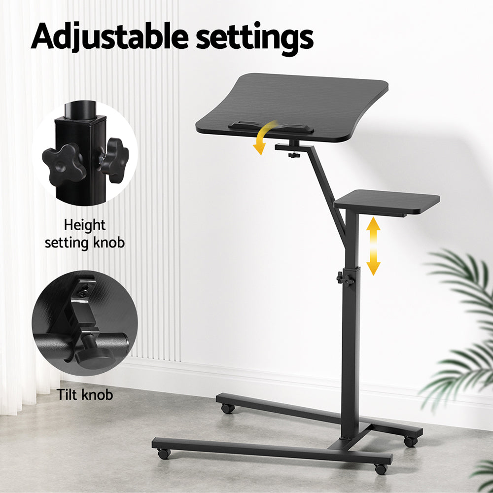 Artiss Laptop Desk Computer Table Height Adjustable Tiltable Mouse Board Black Artiss