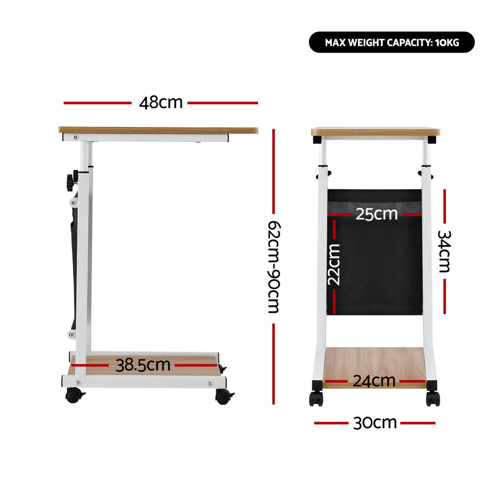 Artiss Laptop Desk Height Adjustable Mobile Workstation Computer Desks 48CM Oak Awezingly