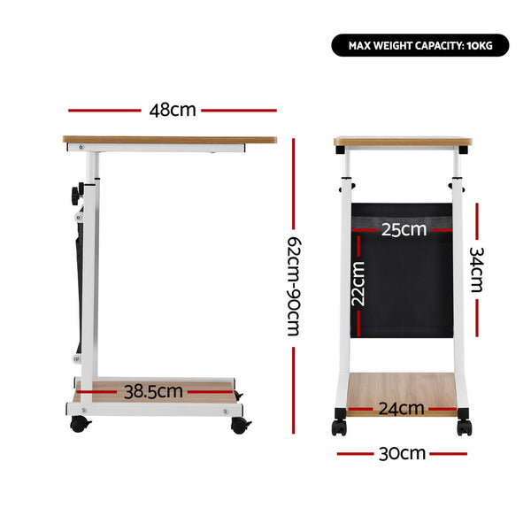 Artiss Laptop Desk Height Adjustable Mobile Workstation Computer Desks 48CM Oak Awezingly
