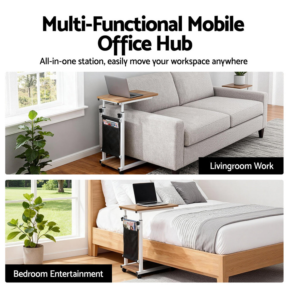 Artiss Laptop Desk Height Adjustable Mobile Workstation Computer Desks 48CM Oak Awezingly