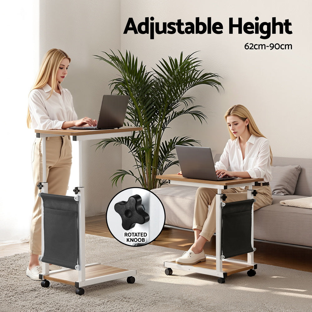 Artiss Laptop Desk Height Adjustable Mobile Workstation Computer Desks 48CM Oak Awezingly