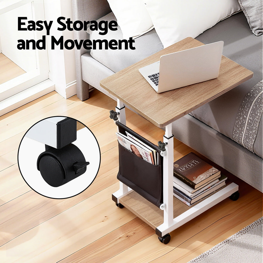 Artiss Laptop Desk Height Adjustable Mobile Workstation Computer Desks 48CM Oak Awezingly