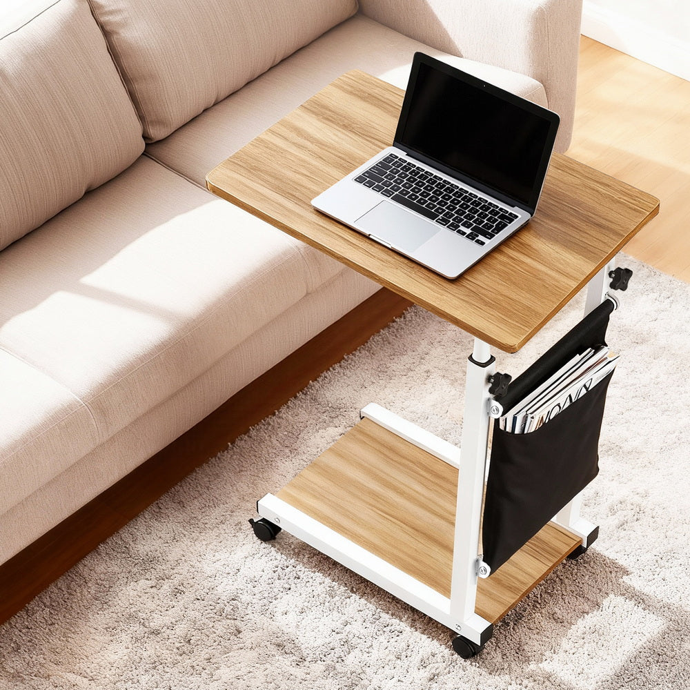Artiss Laptop Desk Height Adjustable Mobile Workstation Computer Desks 48CM Oak Awezingly