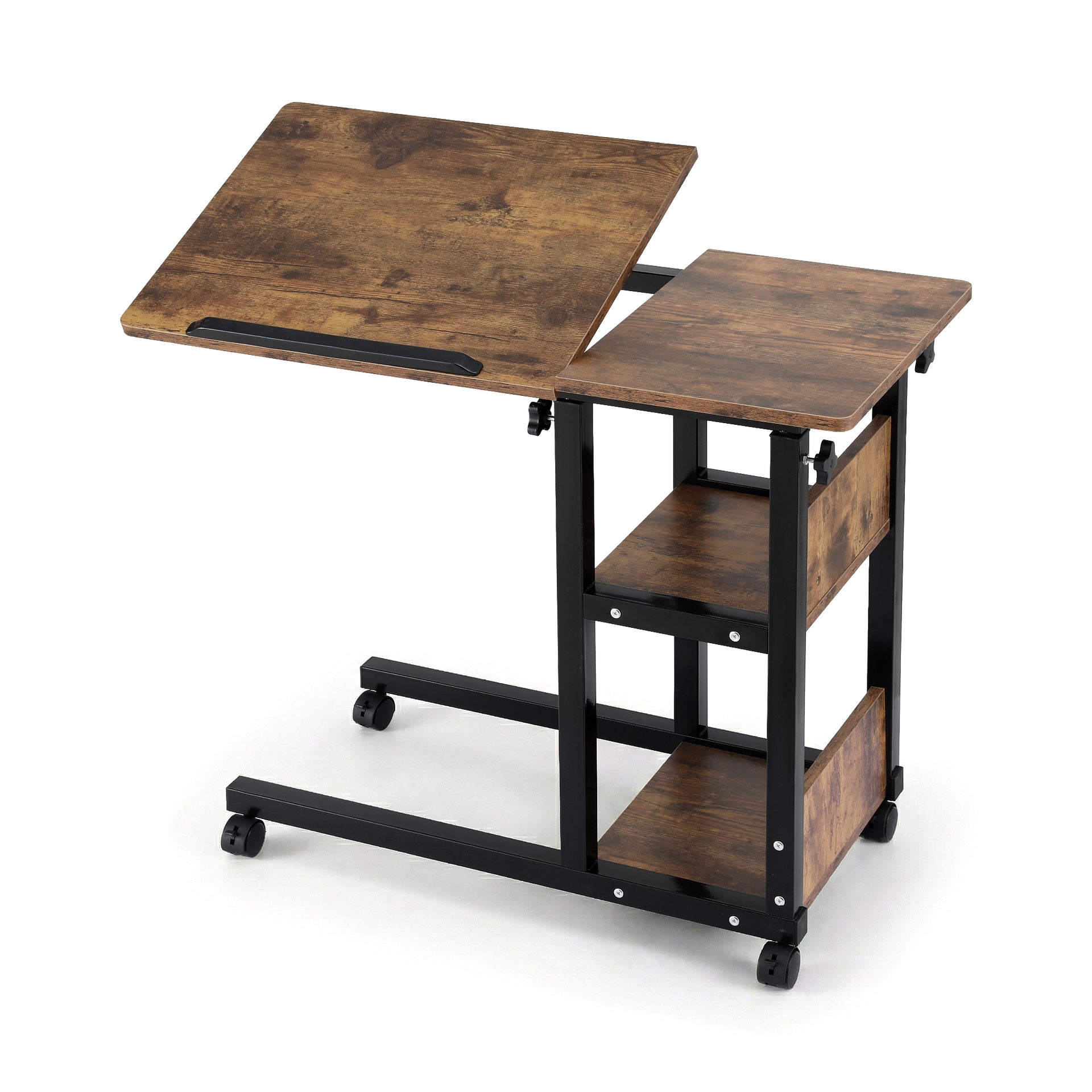 Artiss 3 Tier Adjustable Laptop Desk Tiltable Mobile Side Table Wheels Awezingly