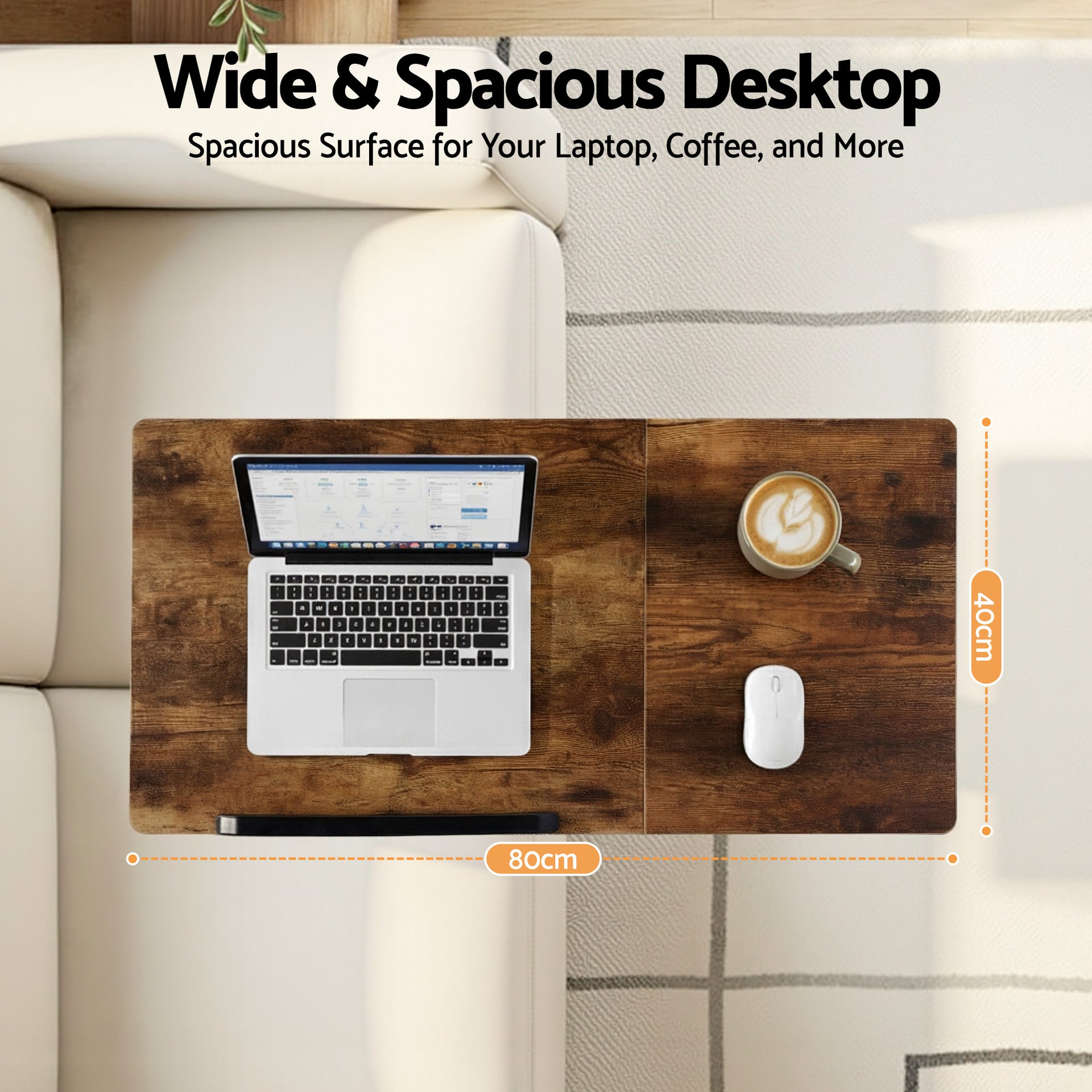 Artiss 3 Tier Adjustable Laptop Desk Tiltable Mobile Side Table Wheels Awezingly