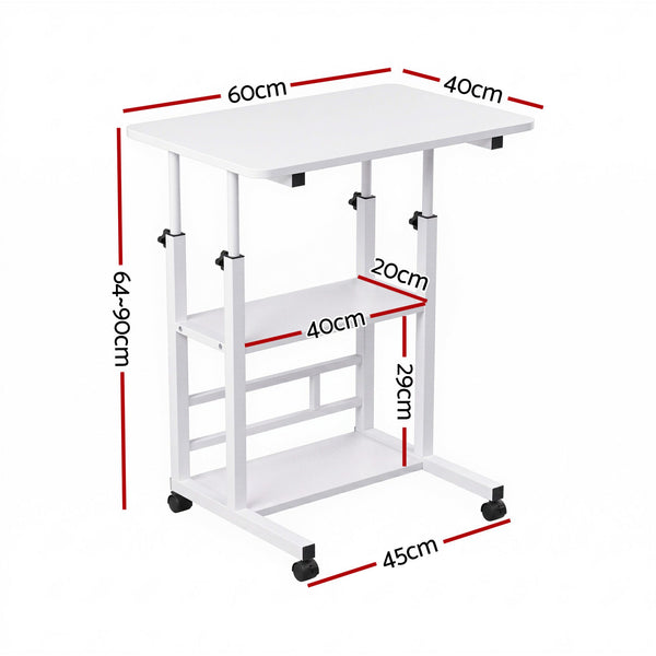 Artiss Laptop Desk Height Adjustable Mobile Workstation Computer Desks 60CM White Artiss