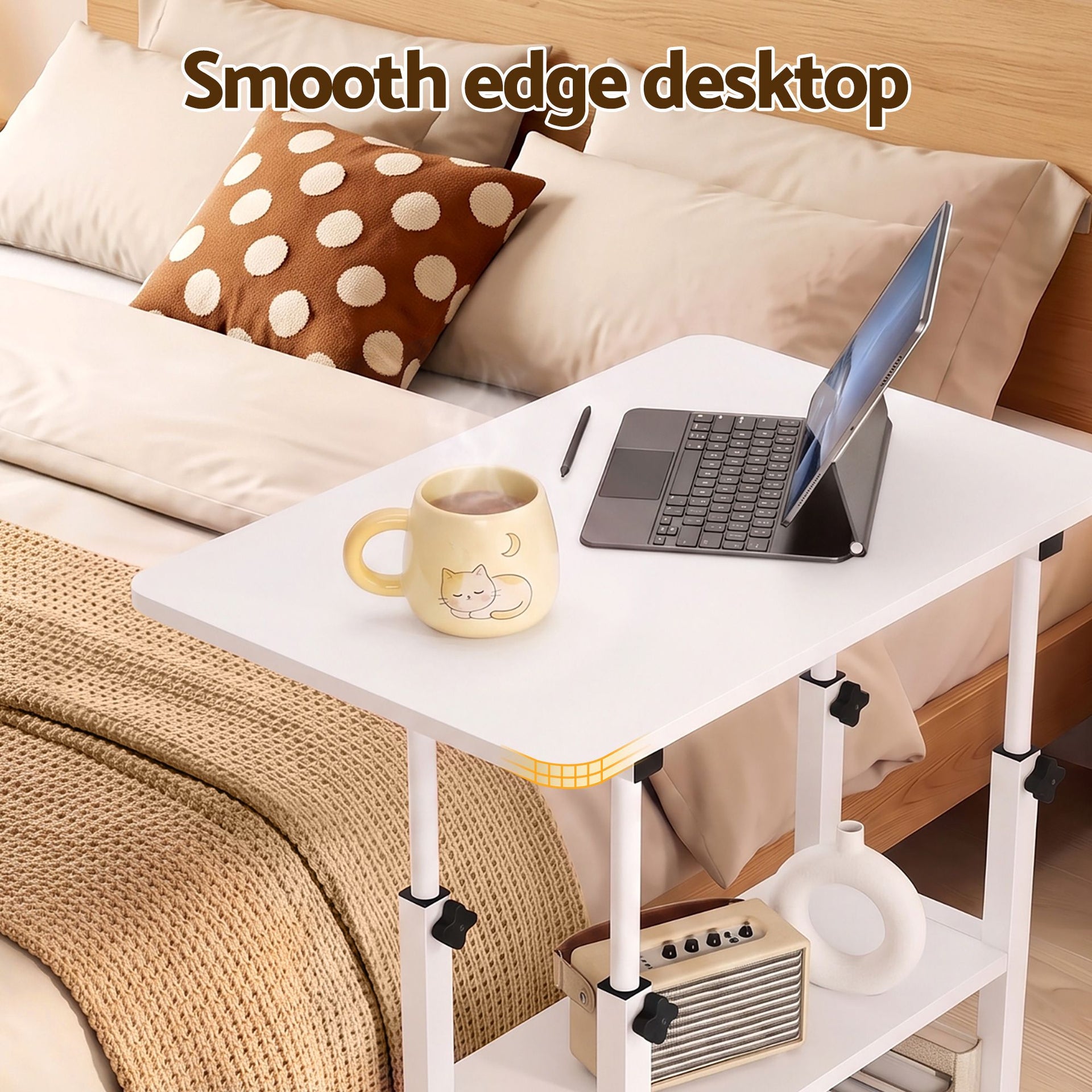 Artiss Laptop Desk Height Adjustable Mobile Workstation Computer Desks 60CM White Artiss