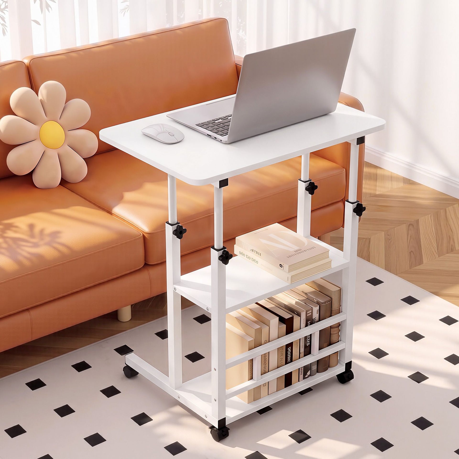 Artiss Laptop Desk Height Adjustable Mobile Workstation Computer Desks 60CM White Artiss