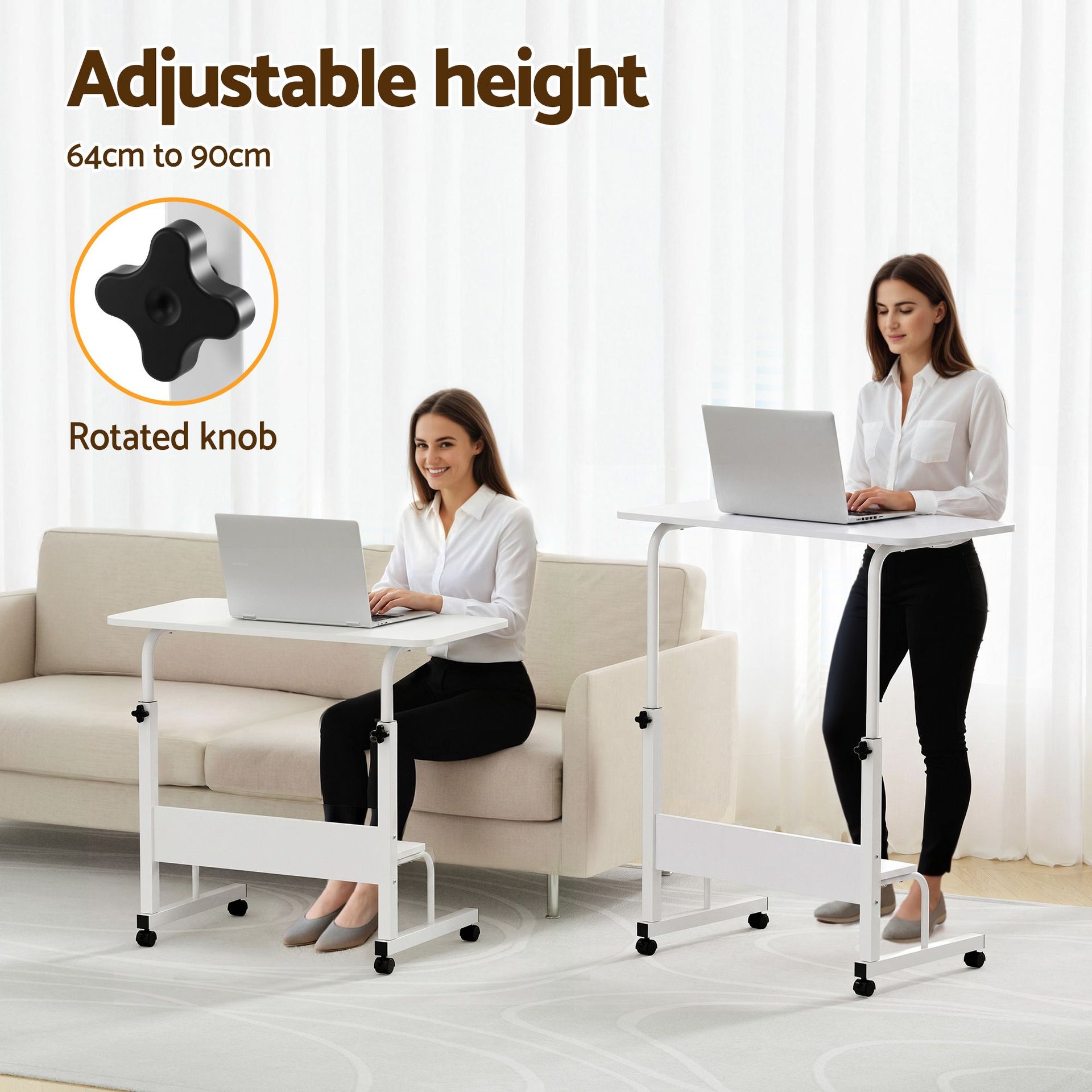 Artiss Laptop Desk Portable Sit Stand Desks Height Adjustable Workstation 80CM White Awezingly