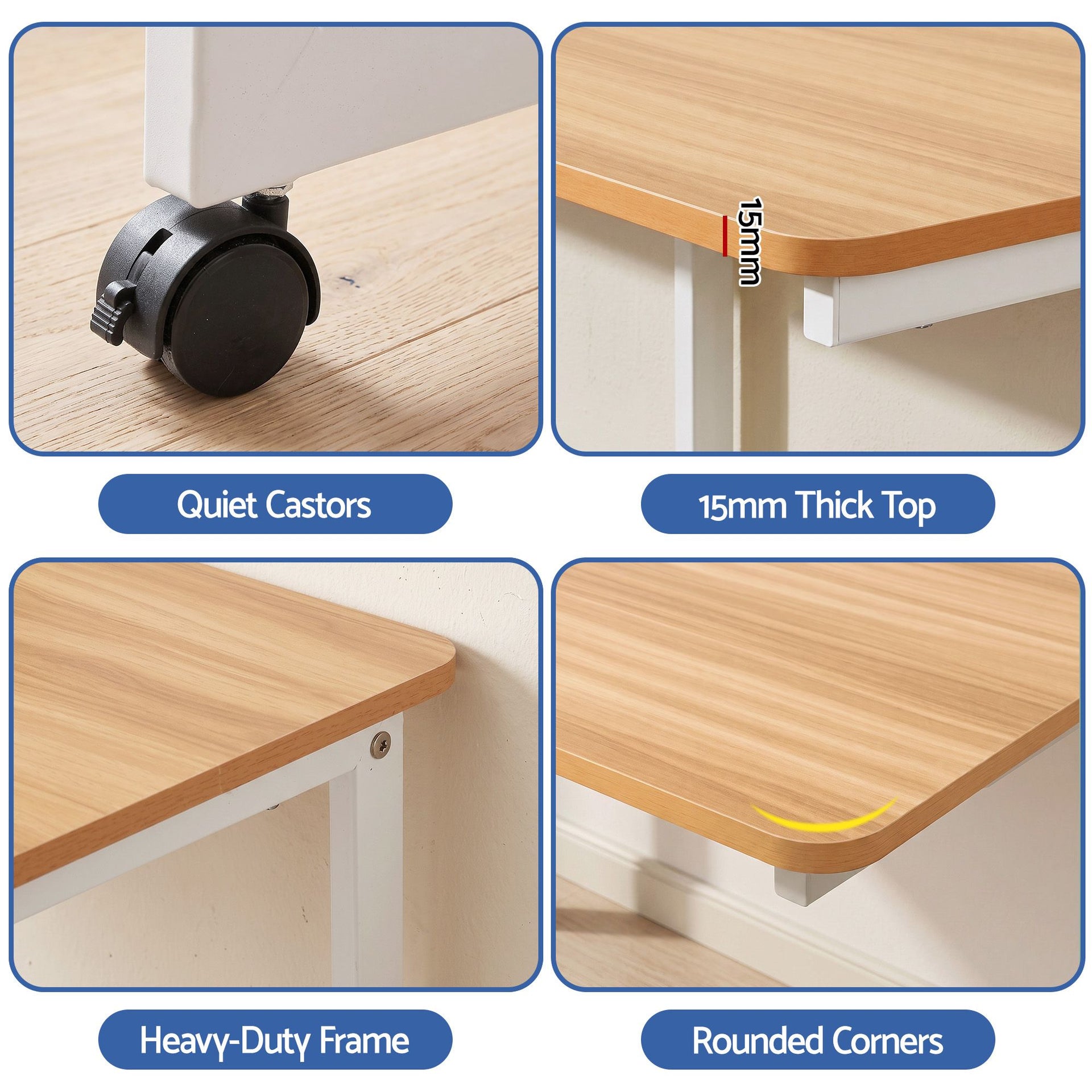 Artiss Mobile Laptop Desk Set 2-In-1 C-Shaped Nesting Table Oak Awezingly