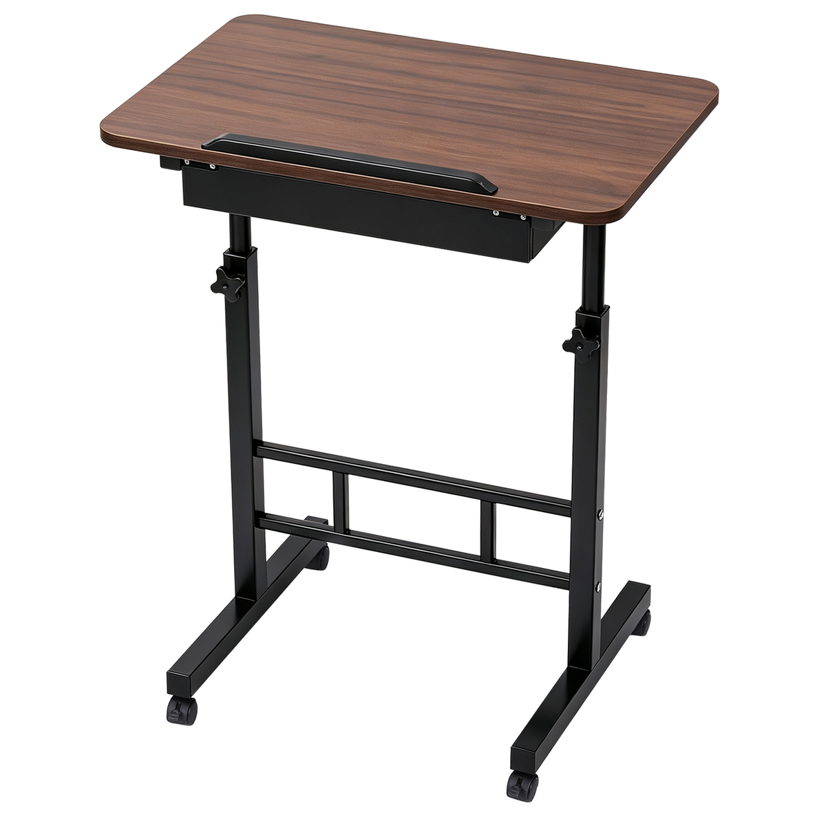 Artiss Adjustable Laptop Desk Mobile Bedside Table Hidden Storage Walnut Awezingly