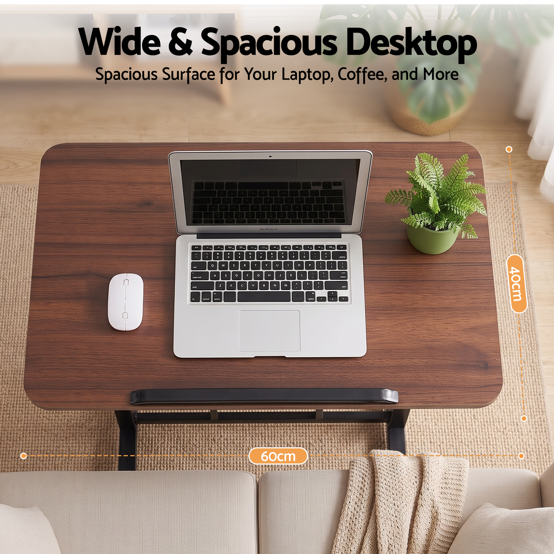 Artiss Adjustable Laptop Desk Mobile Bedside Table Hidden Storage Walnut Awezingly