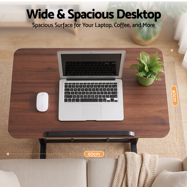 Artiss Adjustable Laptop Desk Mobile Bedside Table Hidden Storage Walnut Awezingly