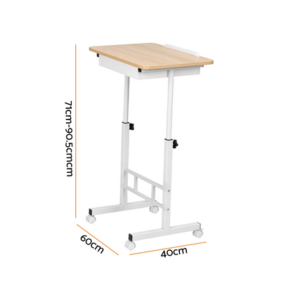 Artiss Adjustable Laptop Desk Mobile Bedside Table Hidden Storage Wood