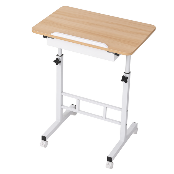 Artiss Adjustable Laptop Desk Mobile Bedside Table Hidden Storage Wood Awezingly